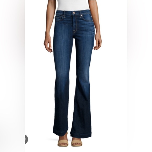 7 For All Mankind Ginger Jeans Medium/dark wash size 28W/29L flare style - Picture 1 of 9